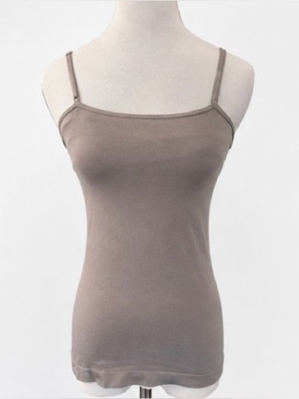 [Coobie] Taupe Seamless Stretch Camisole Tank Top Adjustable Straps One Size